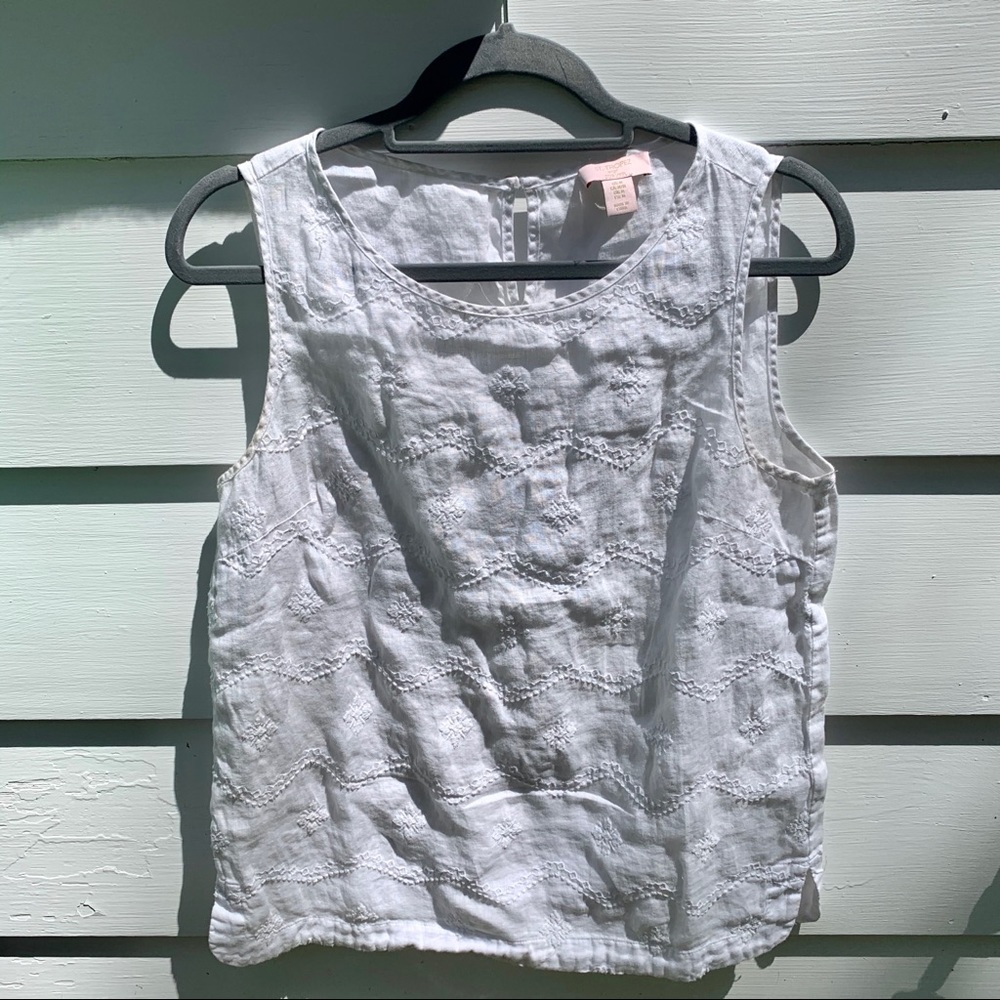 ST. TROPEZ WEST 100% linen embroidered top